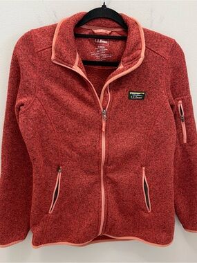 L.L. Bean Women’s Coral-Red Fleece Sweater Jacket Full Zip Womens Size Medium